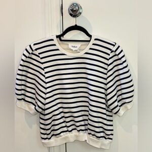 Ba&sh Women's Striped Puff Sleeve Top - Navy and White